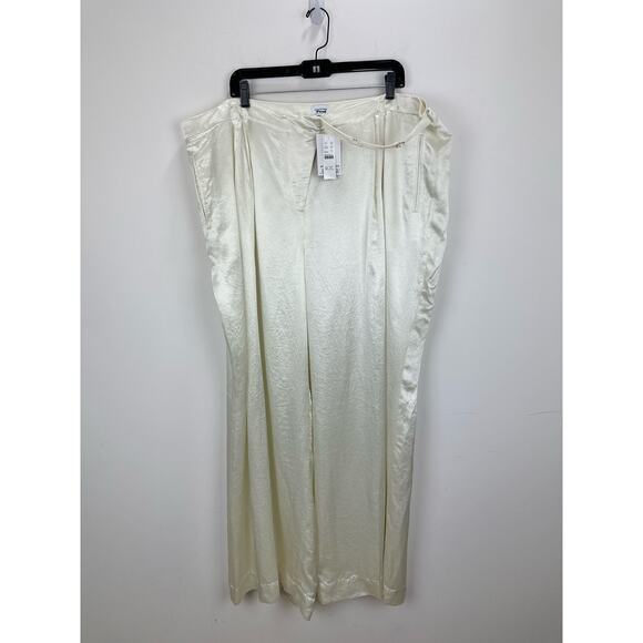 J.Crew Anna October Wide Leg Trouser Textured Satin Relaxed Ivory US 22 NWT - Picture 6 of 16
